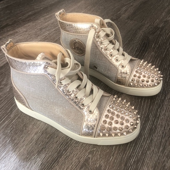 gold spiked louboutin sneakers gold spiked louboutin sneakers